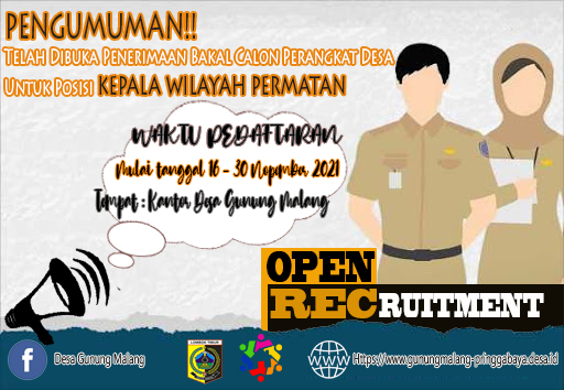 PENGUMUMAN PENERIMAAN BAKAL CALON PERANGKAT DESA (KEPALA WILAYAH PERMATAN)